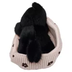 Illatos, cica plüssfigura ágyikóban, fekete, 15 cm hosszú