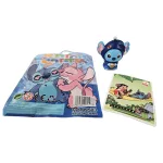 Stitch zsákbamacska stresszlabda, squishy akasztóval és kártyákkal, kb. 5x6cm, tasakban