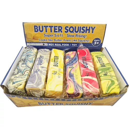 Butter squishy, illatos vaj antistressz játék, 13,5x4x3,5cm, mintás