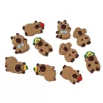 Kapibara gumi figura szett, kétoldalú ragasztóval, 10 db/csomag, kb. 2,5cm-es