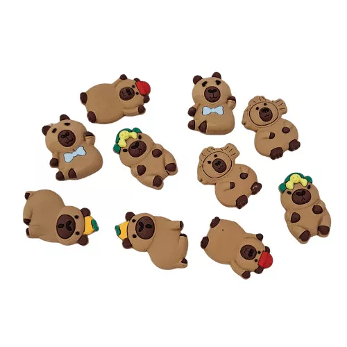 Kapibara gumi figura szett, kétoldalú ragasztóval, 10 db/csomag, kb. 2,5cm-es