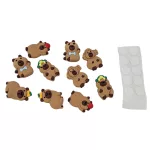 Kapibara gumi figura szett, kétoldalú ragasztóval, 10 db/csomag, kb. 2,5cm-es