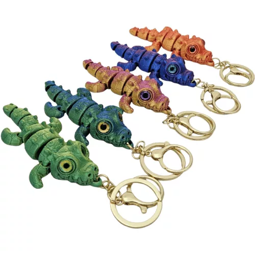 Krokodil 3D kulcstartó figura, többszínű felület, kb. 9 cm, többféle színben