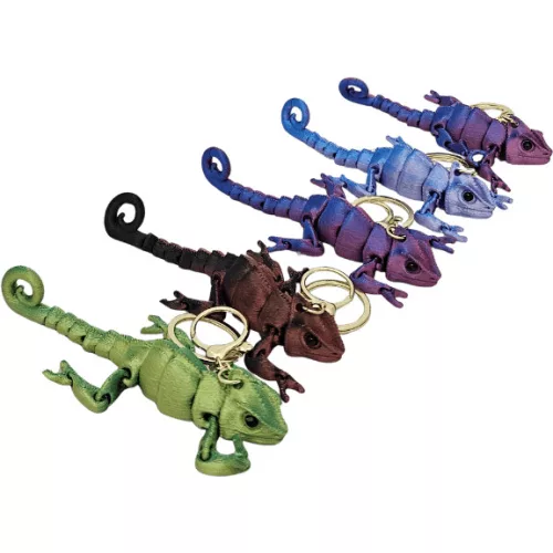 Kaméleon 3D kulcstartó figura, többszínű felület, kb. 11 cm, többféle színben