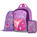 OXY GO iskolatáska szett, hátizsák tolltartóval és tornazsákkal, Minecraft mintás, Playworld Girl, lila-rózsaszín