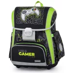OXY Premium csatos iskolatáska szett tolltartóval és tornazsákkal, Gamer, zöld-fekete