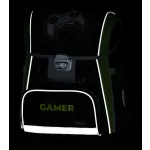 OXY Premium csatos iskolatáska szett tolltartóval és tornazsákkal, Gamer, zöld-fekete