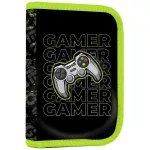 OXY Premium csatos iskolatáska szett tolltartóval és tornazsákkal, Gamer, zöld-fekete