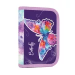 OXY Sherpy iskolatáska szett, hátizsák tolltartóval, tornazsákkal és extra díszekkel, Butterfly, kék-lila