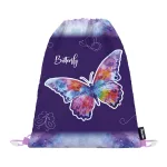 OXY Sherpy iskolatáska szett, hátizsák tolltartóval, tornazsákkal és extra díszekkel, Butterfly, kék-lila