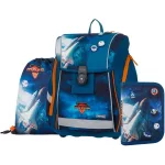 Space mágneszáras ergonómikus iskolatáska tolltartóval és tornazsákkal, Premium Light, Mars, kék