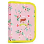 Lovas csatos ergonómikus iskolatáska tolltartóval és tornazsákkal, Premium, zöld-rózsaszín