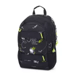 OXY Sport hátizsák, iskolatáska beledobálós tolltartóval, 3 rekeszes, 46x32x16cm, Graffiti, fekete