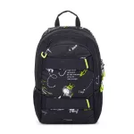 OXY Sport hátizsák, iskolatáska beledobálós tolltartóval, 3 rekeszes, 46x32x16cm, Graffiti, fekete