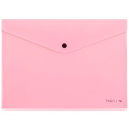   Irattartó tasak A/4, patentos, műanyag, PASTELINI, pasztell rózsaszín