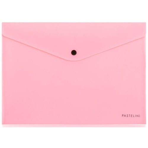 Irattartó tasak A/4, patentos, műanyag, PASTELINI, pasztell rózsaszín