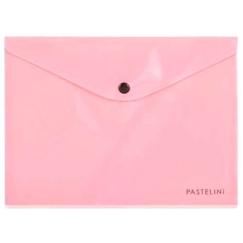 Irattartó tasak A/5, patentos, műanyag, PASTELINI, pasztell rózsaszín