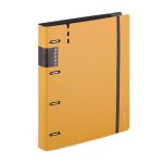 Műanyag gyűrűskönyv A/4, 4 gyűrűs, vastag borító, VERDE, mustársárga