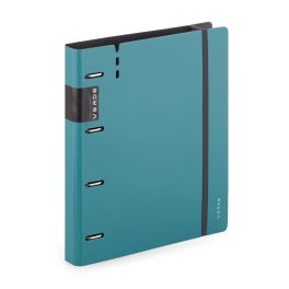   Műanyag gyűrűskönyv A/4, 4 gyűrűs, vastag borító, VERDE, petrol színű