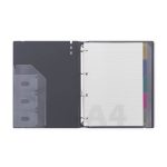 Gyűrűskönyv A/4, 4 gyűrűs, lefűzhető lapokkal , 90 lap (vonalas, pontozott és üres), VERDE, mustársárga