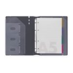 Gyűrűskönyv A/5, 4 gyűrűs, lefűzhető lapokkal , 90 lap (vonalas, pontozott és üres), VERDE, mustársárga