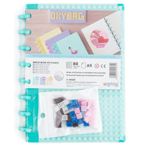 Brick jegyzetfüzet, notesz A/5, spirál, vonalas, keményfedeles alaplappal és kockákkal, türkiz