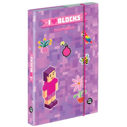 Minecraft mintás füzetbox A/4, OXY 2026 Playworld Girl, lila-rózsaszín