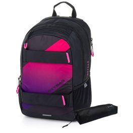   OXY Sport hátizsák, iskolatáska beledobálós tolltartóval, 3 rekeszes, 46x32x16cm, Ombre girl
