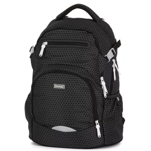 OXY Ombre hátizsák, iskolatáska, 4 rekeszes, 43x32x20cm, Black, fekete