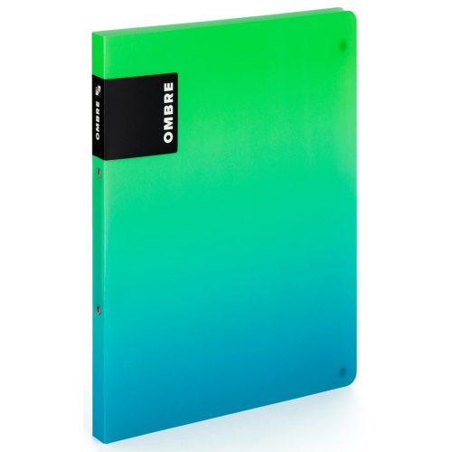 Műanyag gyűrűskönyv A/4, 2 gyűrűs, OMBRE, zöld-kék