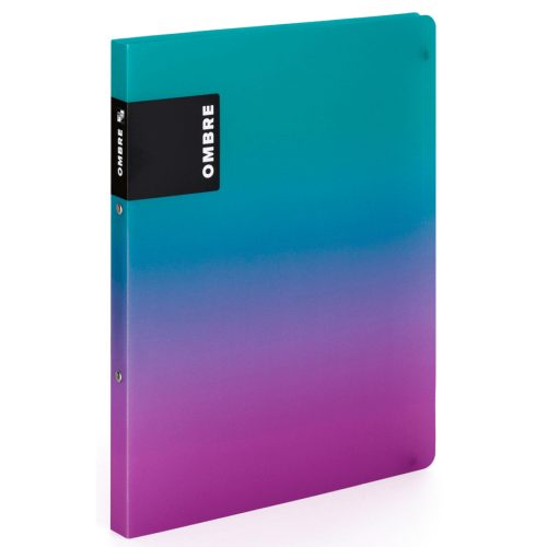 Műanyag gyűrűskönyv A/4, 2 gyűrűs, OMBRE, türkiz-rózsaszín