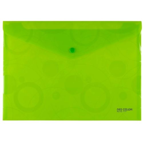 Irattartó tasak A/4, patentos, műanyag, neocolori, zöld
