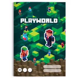   Playworld, Minecraft mintás tűzött füzet A/5, 32 lap vonalas (21-32)