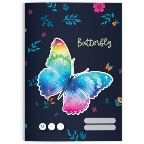 Butterfly, lepkés tűzött füzet A/5, 32 lap kockás (27-32)