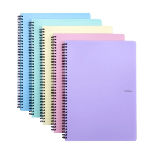 Spirál füzet A/5, vonalas, 60 lapos, műanyag borítóval, PASTELINI, pasztell, többféle szín