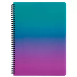   Spirál füzet A/4, vonalas, 60 lapos, műanyag borítóval, OMBRE, türkiz-rózsaszín