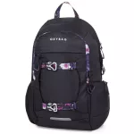 OXY Zero hátizsák, iskolatáska, 3 rekeszes, 47x32x18cm, Flowers, fekete