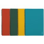 Spirál füzet A/4, vonalas, 60 lapos, műanyag borítóval, VERDE, többféle szín