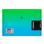 Irattartó tasak A/5, patentos, műanyag, OMBRE, zöld-kék