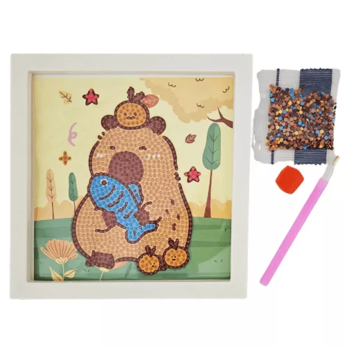 Kapibara gyémántfestés szett, 15x15cm-es kép