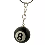 Biliárd golyó kulcstartó, 8-as, fekete, kb. 2,5cm-es