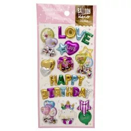 Matrica 9x17cm, pufi, happy birthday