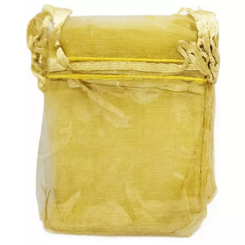 Organza dísztasak, zacskó, 7x9cm, 8 db/csomag, arany