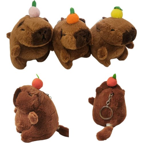 Kapibara plüss kulcstartó, táskadísz, kb. 12 cm, pörgő farokkal, 3 féle