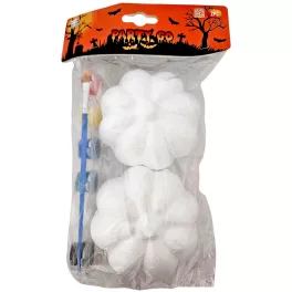   Halloweeni tökök, hungarocell, kb. 8x5,5cm, 2 db/csomag, festékkel és ecsettel