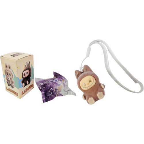 Meglepetés mini plüss plüssfigura, Labubu design, akasztóval, kb. 4x2,5cm