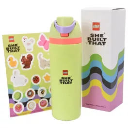 LEGO szívószálas kulacs matricákkal, dobozban, 560 ml