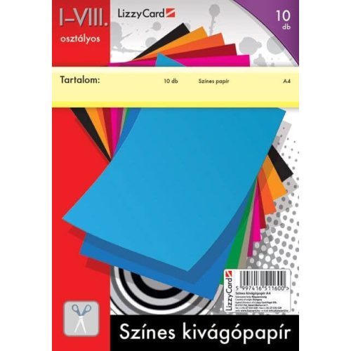 Színes papírok, kivágópapír, A/4, 90g, 10 lap/cs