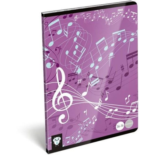 Lizzy Card tűzött füzet A/5, 16 lap hangjegy Music Purple 
