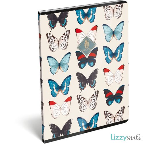 XLook tűzött füzet A/4, 40 lap kockás, Butterfly, kék lepkék